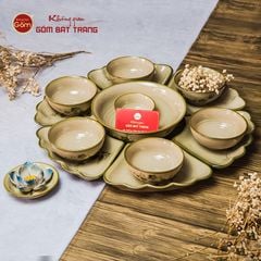 Bộ Bát Đĩa Hoa Mặt Trời Đào Chuồn