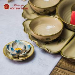 Bộ Bát Đĩa Hoa Mặt Trời Đào Chuồn