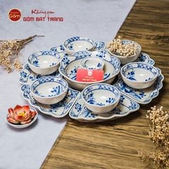 Bộ Bát Đĩa Hoa Mặt Trời Hoa Sen Xanh