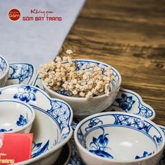 Bộ Bát Đĩa Hoa Mặt Trời Hoa Sen Xanh