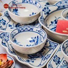 Bộ Bát Đĩa Hoa Mặt Trời Hoa Sen Xanh