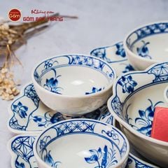 Bộ Bát Đĩa Hoa Mặt Trời Hoa Sen Xanh