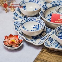 Bộ Bát Đĩa Hoa Mặt Trời Hoa Sen Xanh