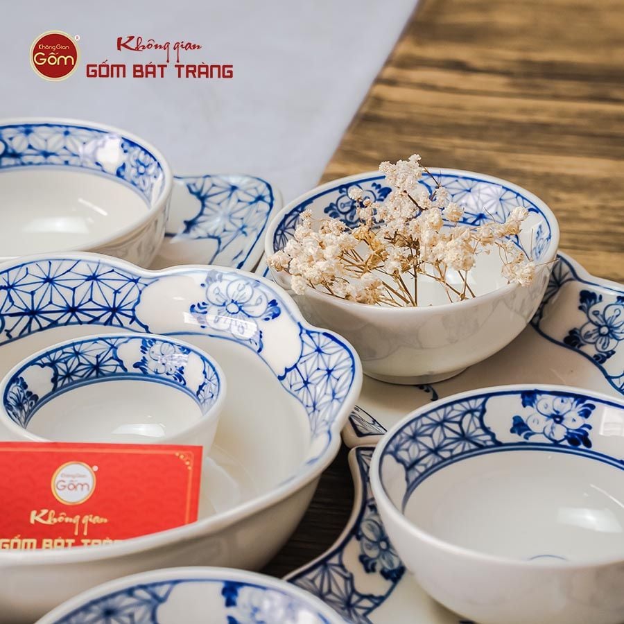 Bộ Bát Đĩa Hoa Mặt Trời Quả Đào