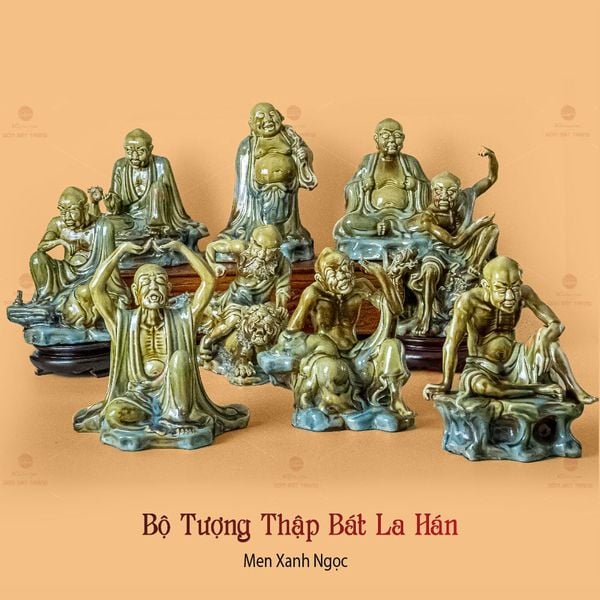 Bộ Tượng Thập Bát La Hán Men Ngọc
