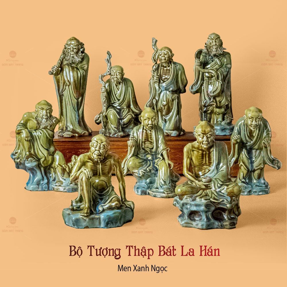 Bộ Tượng Thập Bát La Hán Men Ngọc