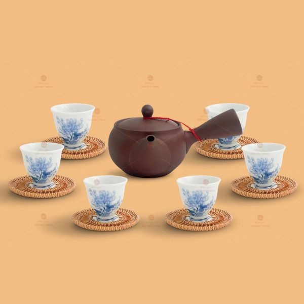 Bộ trà An Thổ Túc tay ngang chén sứ cao