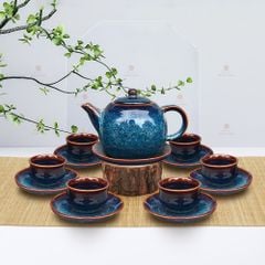 Bộ trà dáng quả bưởi men hoả biến