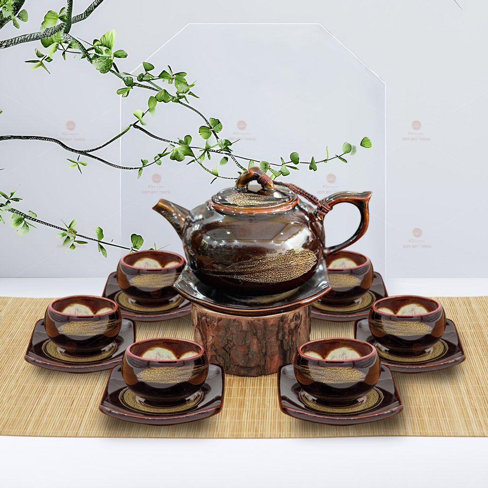 Bộ trà dáng quả cà men hoả biến
