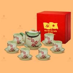 Bộ Trà Dáng Tròn Vẽ Hoa Đào