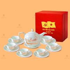 Bộ Trà Mẫu Đơn Men Ngọc Hào Gia Kẻ Vàng