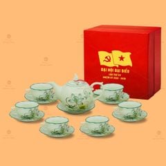 Bộ Trà Mẫu Đơn Vẽ Sen Lam