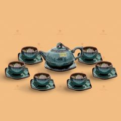 Bộ trà dáng quả cam men hoả biến