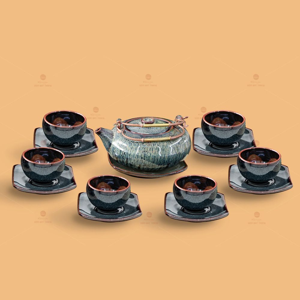 Bộ trà Giang Tây men hoả biến