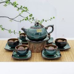 Bộ trà dáng quả cam men hoả biến