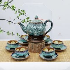 Bộ trà dáng quả dừa men hoả biến