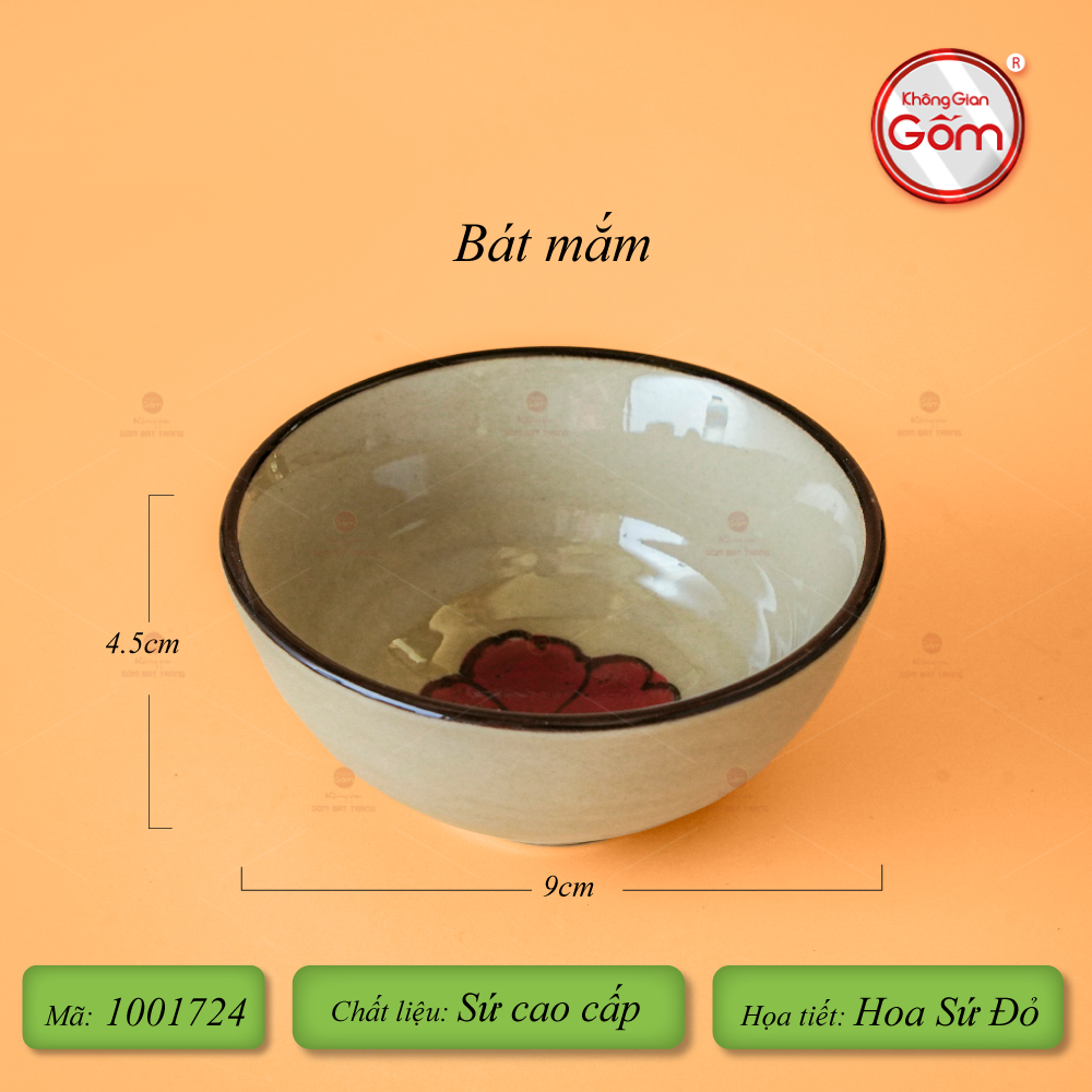 Bộ Bát Đĩa Bát Tràng Hoa Sứ Đỏ
