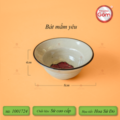 Bộ Bát Đĩa Bát Tràng Hoa Sứ Đỏ