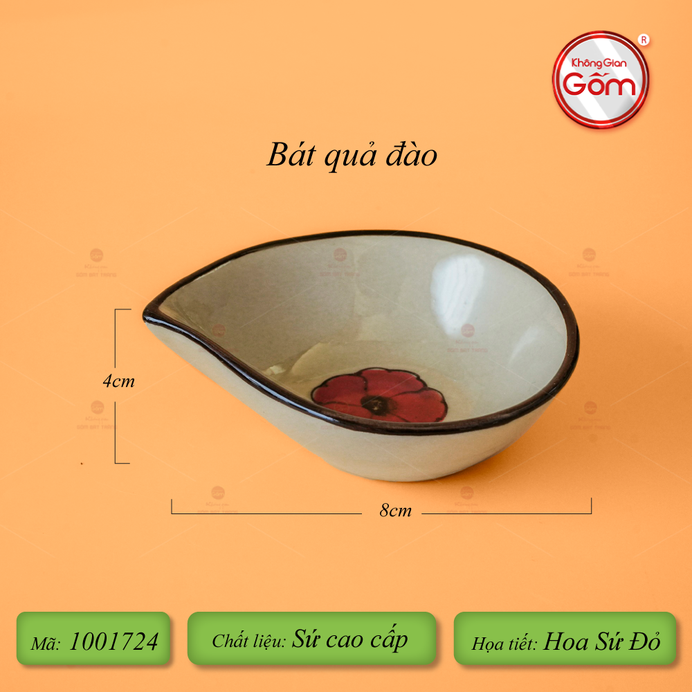 Bát Quả Đào Hoa Sứ Đỏ