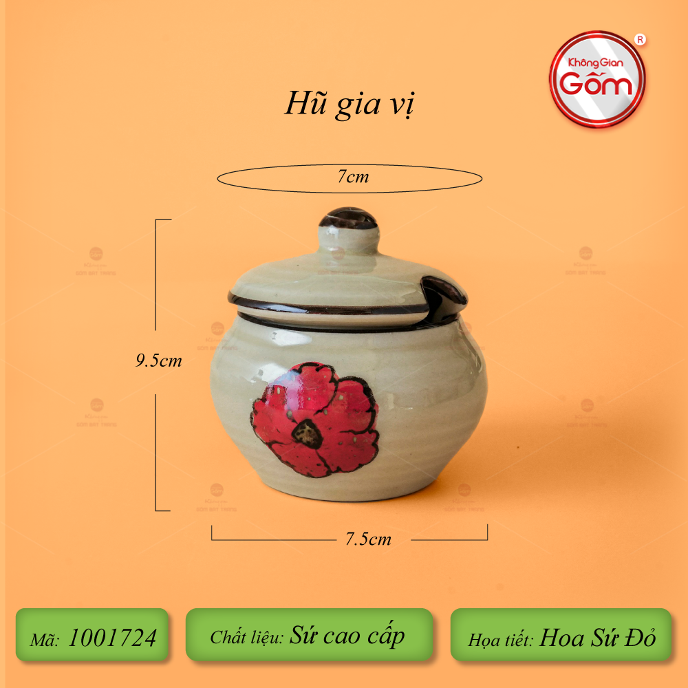 Bộ Bát Đĩa Bát Tràng Hoa Sứ Đỏ