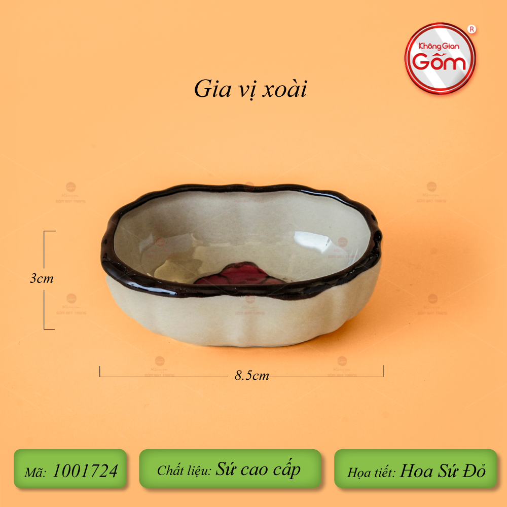 Bộ Bát Đĩa Bát Tràng Hoa Sứ Đỏ