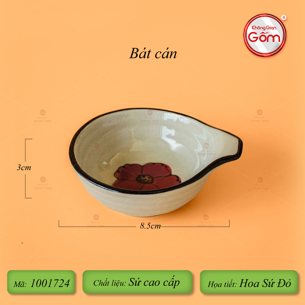 Bộ Bát Đĩa Bát Tràng Hoa Sứ Đỏ