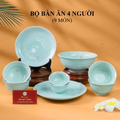 Bộ Bàn Ăn 4 Người (9 Món) Men Ngọc Vân Hoa Cúc