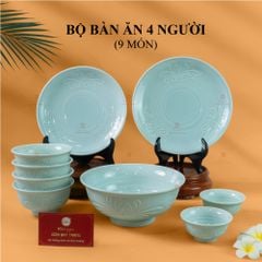 Bộ Bàn Ăn 4 Người (9 Món) Men Ngọc Vân Hoa Cúc