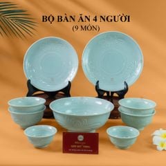 Bộ Bàn Ăn 4 Người (9 Món) Men Ngọc Vân Hoa Cúc
