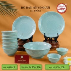 Bộ Bàn Ăn 6 Người (11 Món) Men Ngọc Vân Hoa Cúc