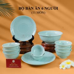 Bộ Bàn Ăn 6 Người (11 Món) Men Ngọc Vân Hoa Cúc