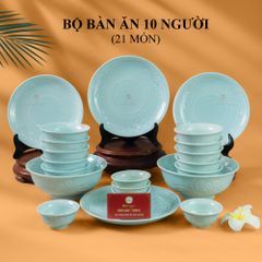 Bộ Bàn Ăn 10 Người (21 Món) Men Ngọc Vân Hoa Cúc