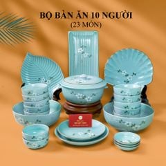 Bộ Bàn Ăn 10 Người (23 món) Men Ngọc Hoa Đào Trắng