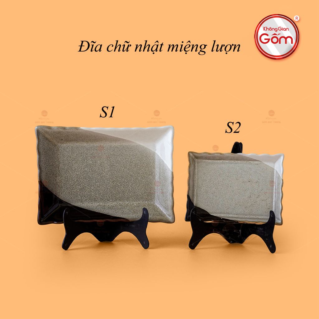 Đĩa Chữ Nhật Miệng Lượn Ba Màu
