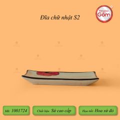 Đĩa Chữ Nhật Hoa Sứ Đỏ