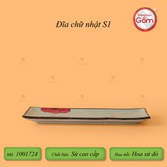 Đĩa Chữ Nhật Hoa Sứ Đỏ