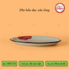 Đĩa Bầu Dục Hoa Sứ Đỏ
