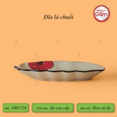 Đĩa Lá Chuối Đại Hoa Sứ Đỏ
