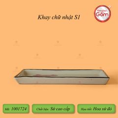 Khay Chữ Nhật Hoa Đào Chuồn