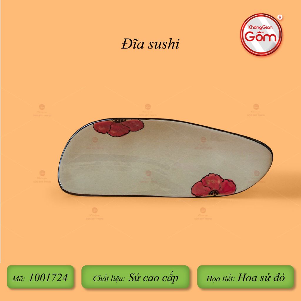 Đĩa Sushi Hoa Sứ Đỏ
