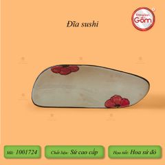 Đĩa Sushi Hoa Sứ Đỏ