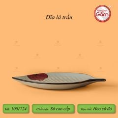 Đĩa Lá Trầu Hoa Sứ Đỏ