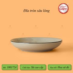 Đĩa Tròn Hoa Sứ Đỏ