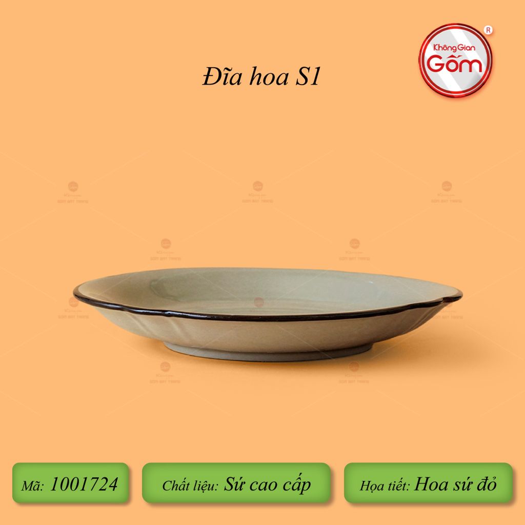 Đĩa Hoa Hoa Sứ Đỏ