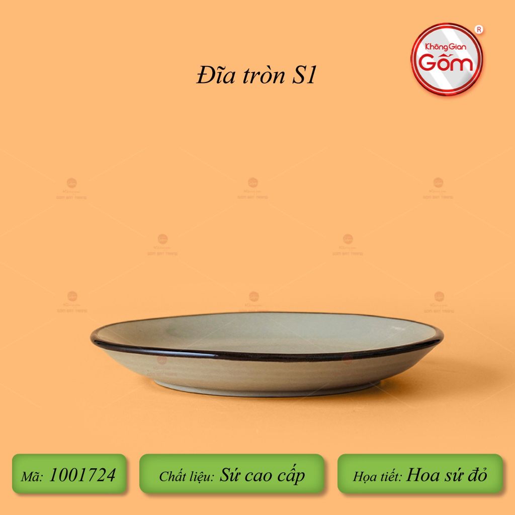 Đĩa Tròn Hoa Sứ Đỏ