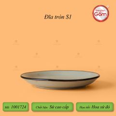 Đĩa Tròn Hoa Sứ Đỏ