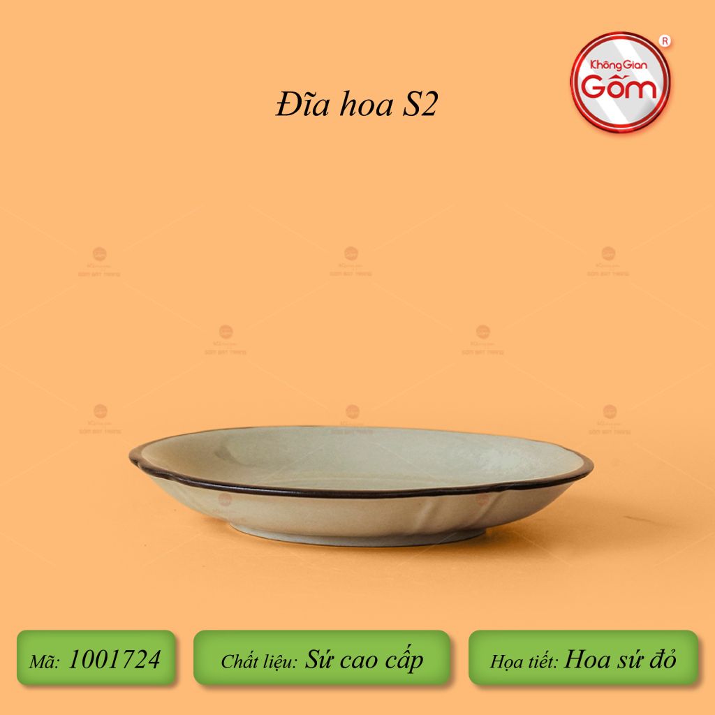 Đĩa Hoa Hoa Sứ Đỏ
