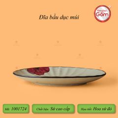 Đĩa Bầu Dục Hoa Sứ Đỏ