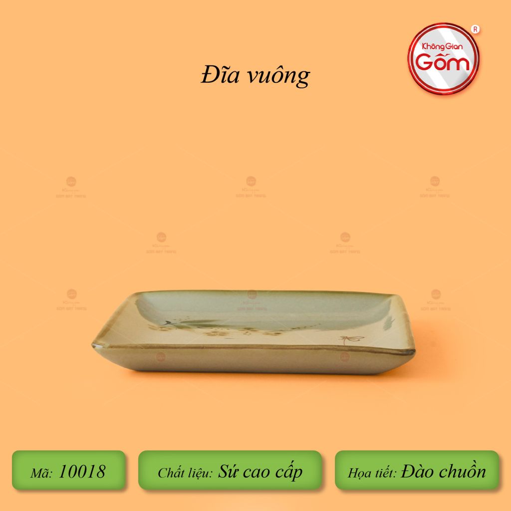 Đĩa Vuông Hoa Đào Chuồn
