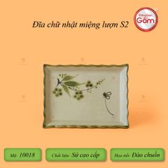 Đĩa Chữ Nhật Miệng Lượn Hoa Đào Chuồn